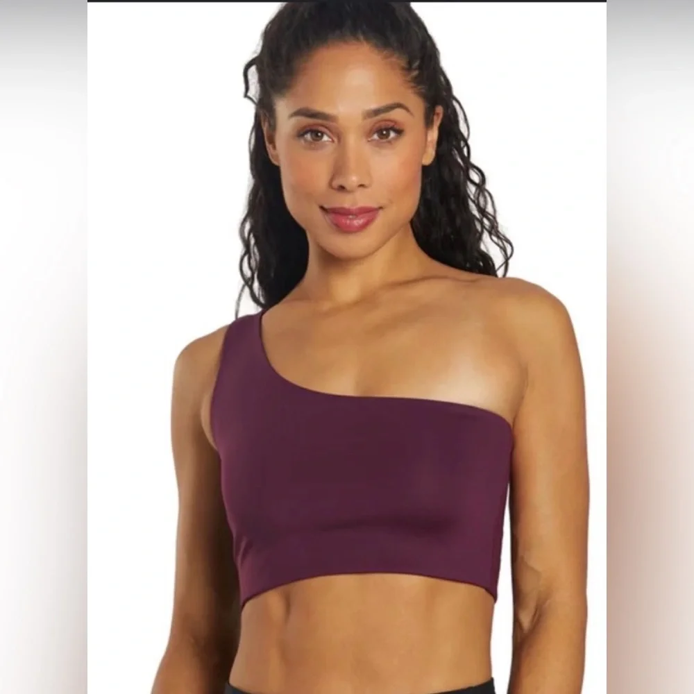 NWT. Girlfriend Collective. One-Shoulder Bianca Bra. Purple. Size Small.